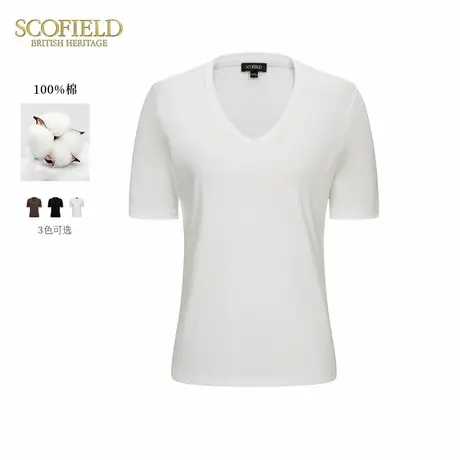 【 棉100%】Scofield女装英伦风心形领T恤刺绣Logo2025夏季新品图片