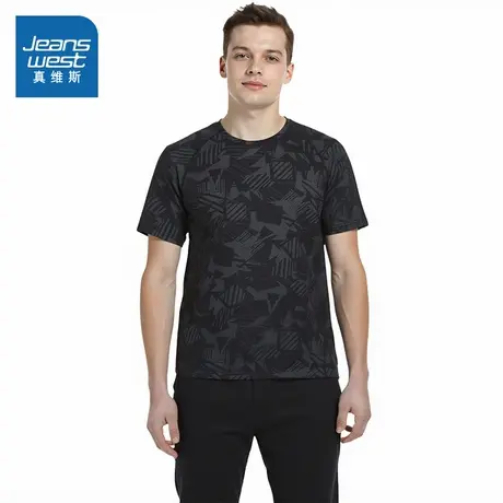 WX真维斯男装205夏季新款圆领短袖T恤休闲舒适透气百搭男款上衣商品大图