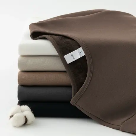 圆领长袖t恤男装保暖内搭上衣服加绒加厚秋冬打底衫修身纯色秋衣商品大图