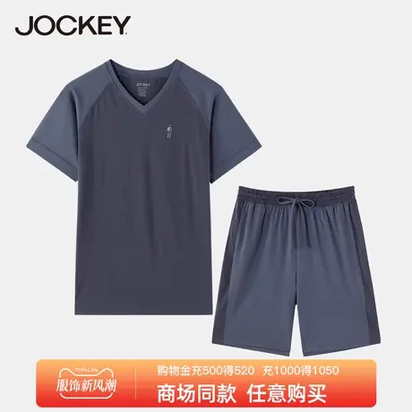 Jockey男士家居服套装莫代尔睡衣圆领简约可外穿T恤五分裤居家服商品大图