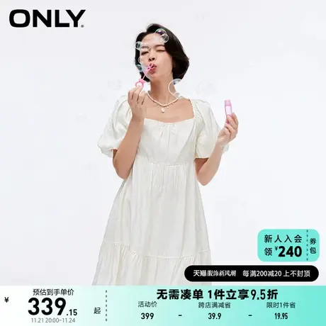 ONLY2023夏季新款时尚法式方领泡泡袖收腰短裙连衣裙女商品大图