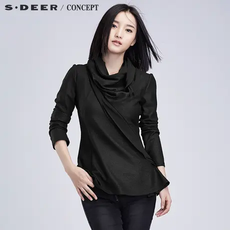 sdeer圣迪奥女装优雅拼接设计感斜襟外套S16382205图片