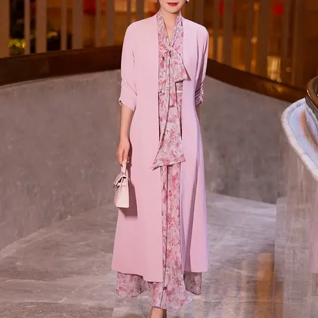 首尚格释长款雪纺外搭女2025年夏季新款开衫优雅气质通勤薄款风衣图片