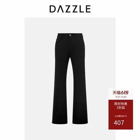 DAZZLE地素奥莱裤子冬季黑色弹力喇叭裤图片