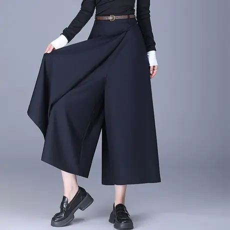 2025春季新款高腰显瘦a字裙裤阔腿裤女洋气通勤西装裤裙八九分裤图片
