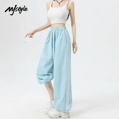 MJ STYLE双杠工装裤女2025爆款显瘦长裤遮肉肌理奶芙裤夏季凉爽商品大图