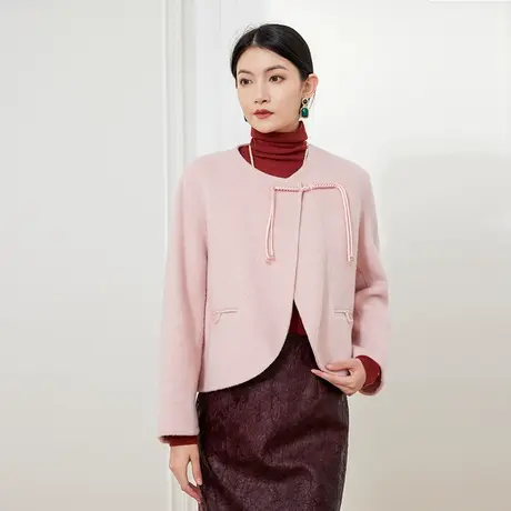 希区瑞普新中式双面呢子短外套女冬装新款小个子国风羊毛大衣商品大图