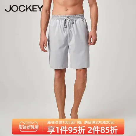 Jockey睡裤男短裤夏季纯棉家居裤系带男士中裤五分裤可外穿裤子商品大图