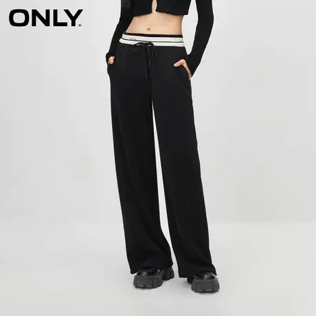 ONLY奥莱休闲百搭撞色螺纹抽绳显瘦休闲裤女商品大图