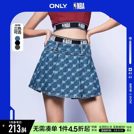 ONLY冬季NBA联名款潮酷满印牛仔短裙半身裙女商品大图