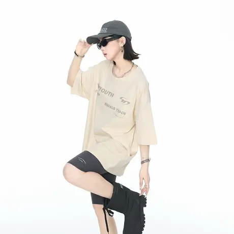 YEP2025新款潮牌宽松印花短袖T恤女潮酷高街情侣夏季纯棉半袖上衣图片