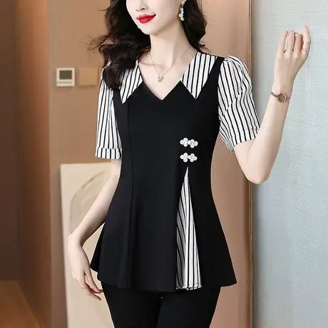 短袖t恤女2025年新款春夏洋气独特别致妈妈上衣大码胖mm遮肉显瘦图片