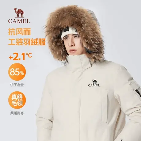 骆驼户外派克羽绒服2025冬季新款男女同款防水外套图片