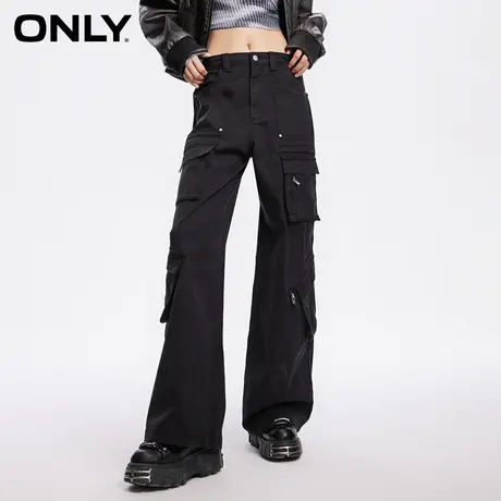 ONLY奥莱夏季工装多口袋金属纽扣高腰阔腿休闲裤女商品大图