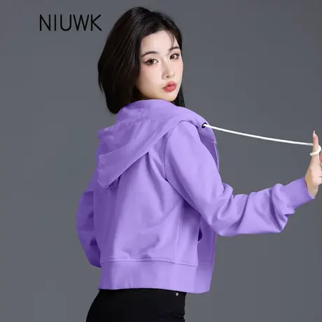 2025带帽外套女春秋新款上衣短款韩系小个子连帽休闲运动开衫卫衣商品大图