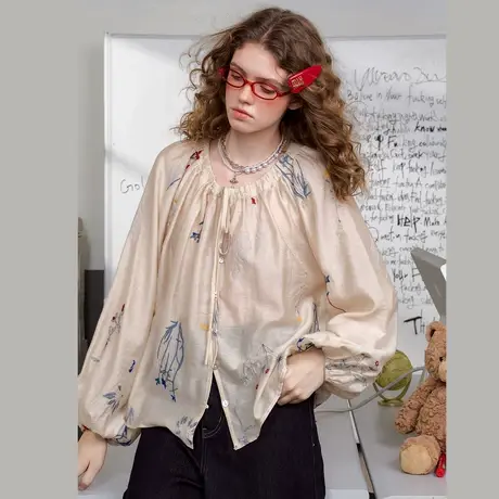 a02设计感小众刺绣国风新中式上衣2025春季休闲女式衬衫商品大图