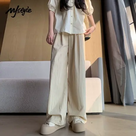 MJ STYLE山本裤女夏季薄款2025新款高腰阔腿裤拖地裤显瘦休闲裤图片