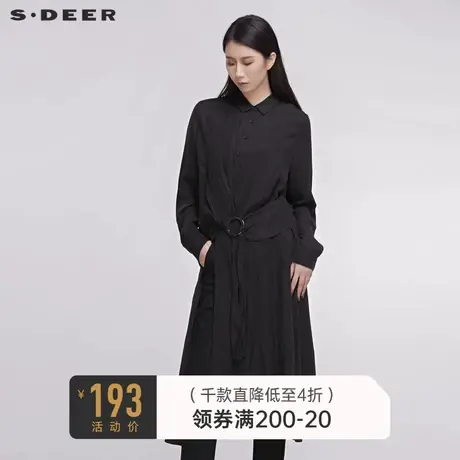 sdeer圣迪奥春秋女高级优雅个性小众环扣衬衫女连衣裙潮S20181207🔎商品大图