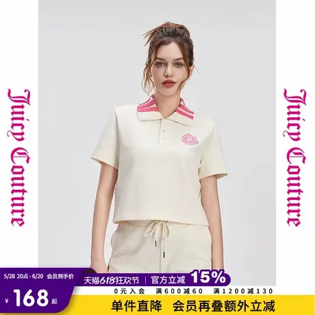 Juicy Couture橘滋春夏新款刺绣甜甜圈POLO领宽松短袖T恤女图片