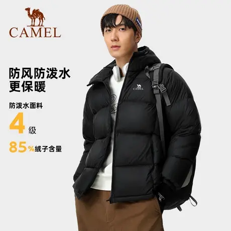 骆驼男装短款羽绒服男秋冬新款情侣连帽宽松短款面包服羽绒外套男图片