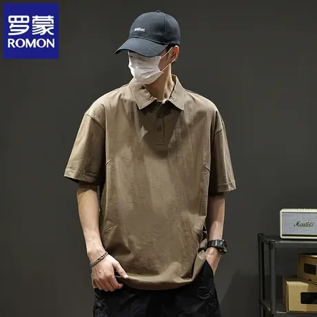 罗蒙美式百搭时尚重磅Polo衫纯棉潮牌夏季翻领重磅男士短袖T恤N1Z图片
