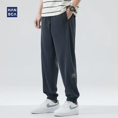 hansca松紧腰束脚休闲裤男重磅春季宽松潮流青少年运动大码卫裤子商品大图