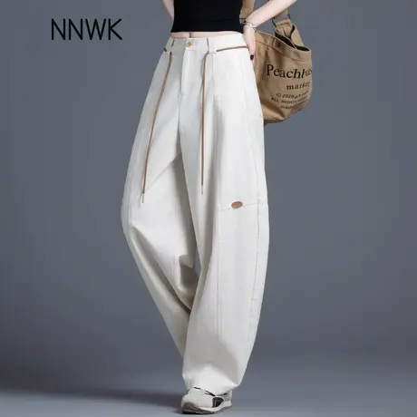 夏季亚麻棉麻裤子女2025新款休闲裤女宽松慵懒风哈伦裤香蕉裤九分商品大图