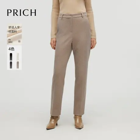 PRICH时髦人字纹休闲裤2024冬季新款显瘦小脚裤长裤女商品大图