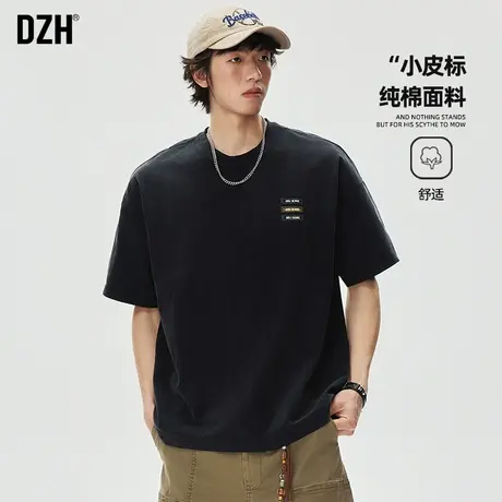 男士美式短袖男款圆领纯棉t恤男夏季2025新款半袖上衣情侣装体恤商品大图