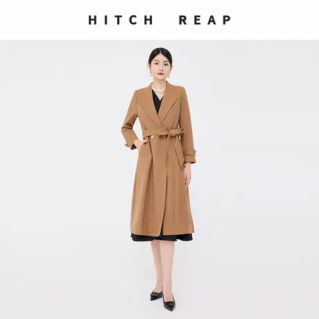 希区瑞普高级感气质春秋外套风衣女士中长款新款收腰大衣高端名媛商品大图