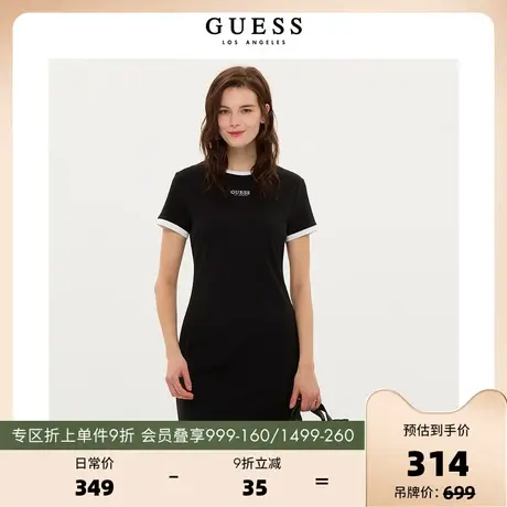 GUESS2023新女紧致有型撞色减龄时尚圆领T恤连衣裙-Q3PK32K2Q40商品大图