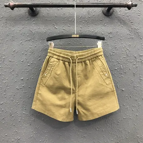 欧货个性2025夏季新款松紧腰宽松显瘦休闲牛仔短裤女高腰阔腿热裤商品大图