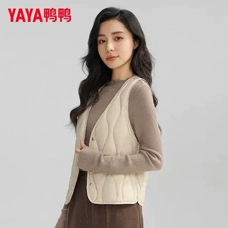鸭鸭轻薄羽绒服马甲女V领新款基础修身背心内胆穿搭鸭绒马夹外套K商品大图