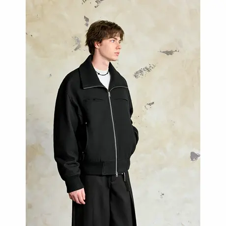 Lilbetter【夹棉】肌理感羊毛棉服2024冬季大翻领夹克保暖外套男商品大图