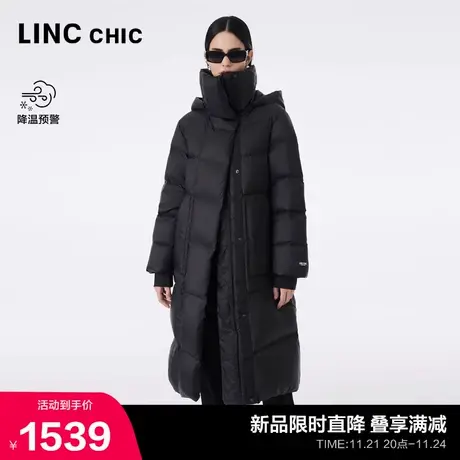 LINCCHIC金羽杰长款羽绒服女冬季2023新款设计感连帽面包服8243商品大图