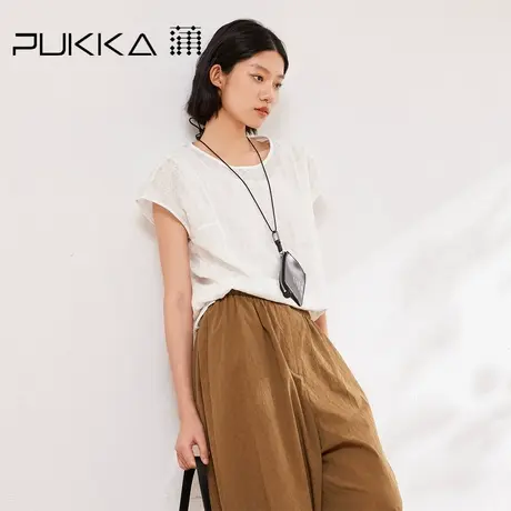 蒲PUKKA 宽松短袖衬衫女简约通勤设计感衬衣图片