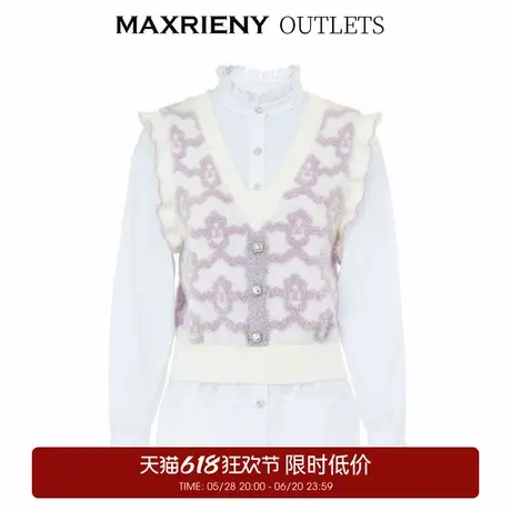 【奥莱】MAXRIENY千鸟格假两件上衣女针织背心衬衫复古图片