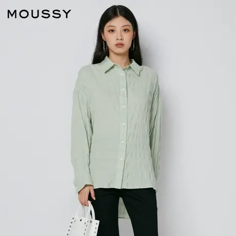 MOUSSY  夏季新品薄荷曼波风肌理感前短后长衬衫女028FAZ30-53图片