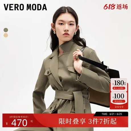 Vero Moda西服24秋季新款直筒腰带设计翻领字母贴通勤324308014商品大图