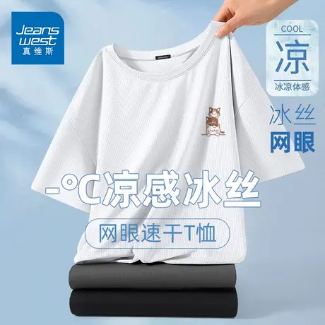 GV真维斯冰丝速干t恤男短袖夏季凉感半袖排汗透气跑步运动体恤男D商品大图