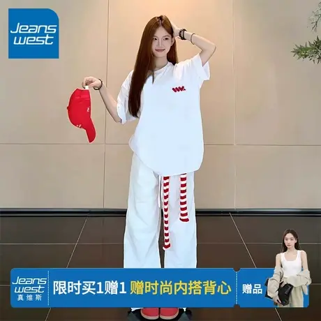 KV真维斯宽松t恤女2025新款夏季 轻薄透气休闲时尚小个子圆领上衣图片