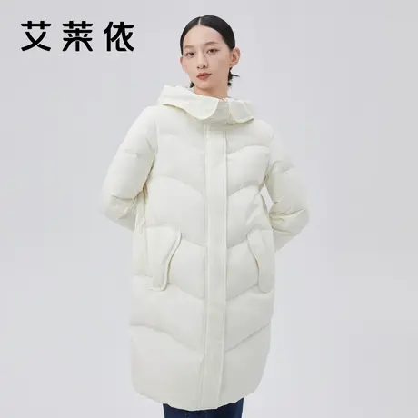 艾莱依商场同款花苞帽羽绒服女2022年新款H型宽松长款冬季外套图片