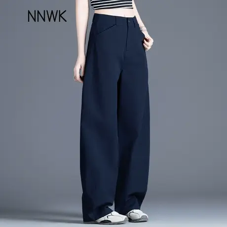 藏蓝色裤子女萝卜休闲裤女2025新款夏季薄款女士弯刀裤长裤小个子商品大图