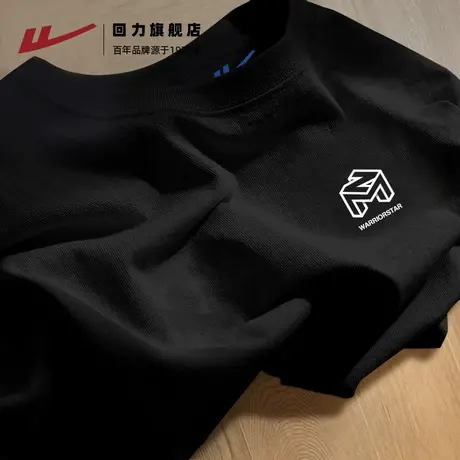 回力短袖t恤男2025新款夏季黑色高级感男士纯棉宽松情侣款上衣潮S图片
