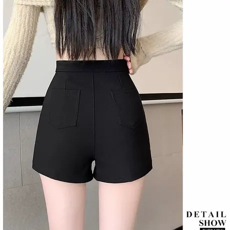 黑色弹力短裤女2025新款春夏外穿小个子a字高腰紧身辣妹西装热裤商品大图