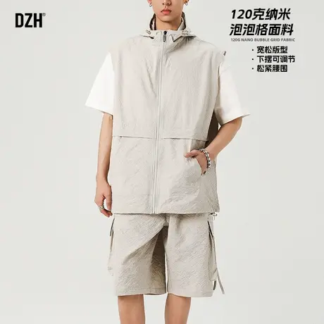 青少年运动套装男夏季潮牌无袖坎肩背心马甲上衣工装短裤2025新款图片