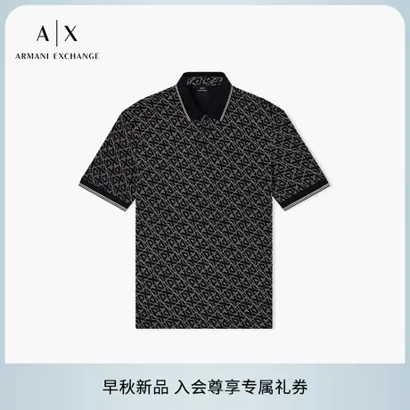 ARMANI EXCHANGE/阿玛尼2025早秋新款男士全棉三粒扣老花Polo衫商品大图