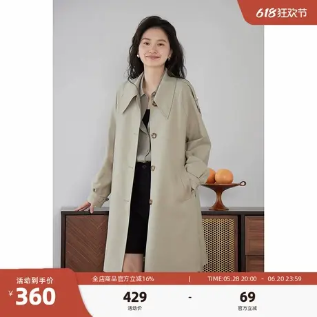 嘉茱莉风衣外套女中长款2025新款高级感英伦风大衣春季上衣外套商品大图