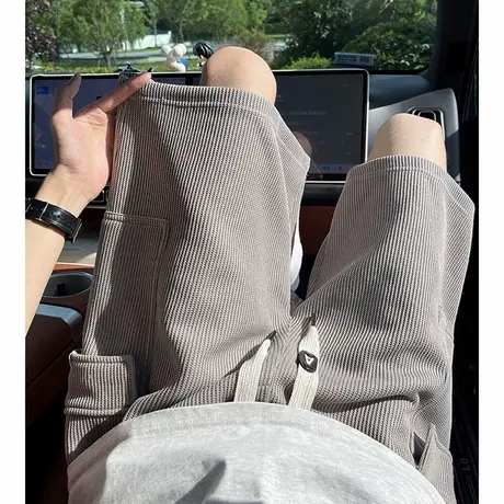 灯芯绒短裤男夏季2025新款vibe高街纯色中裤oversize复古五分裤子图片