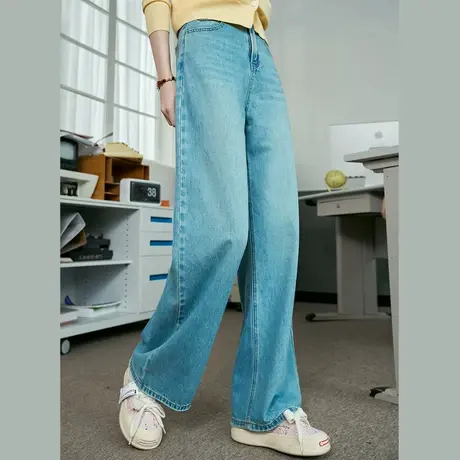a02垂感高腰舒适显瘦阔腿裤2025夏季新款宽松休闲女式牛仔裤商品大图